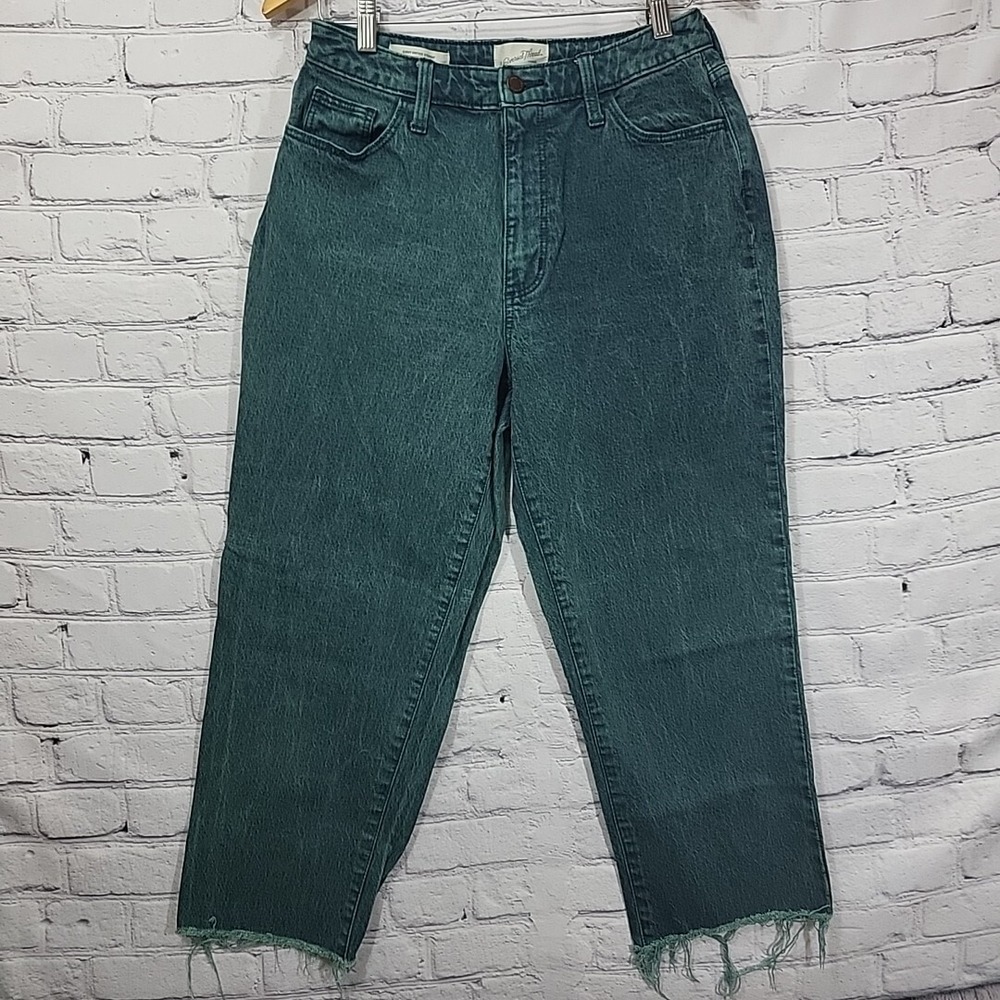 Universal‎ Threads Jeans Womens 8/29 Green Curvy Raw Hem